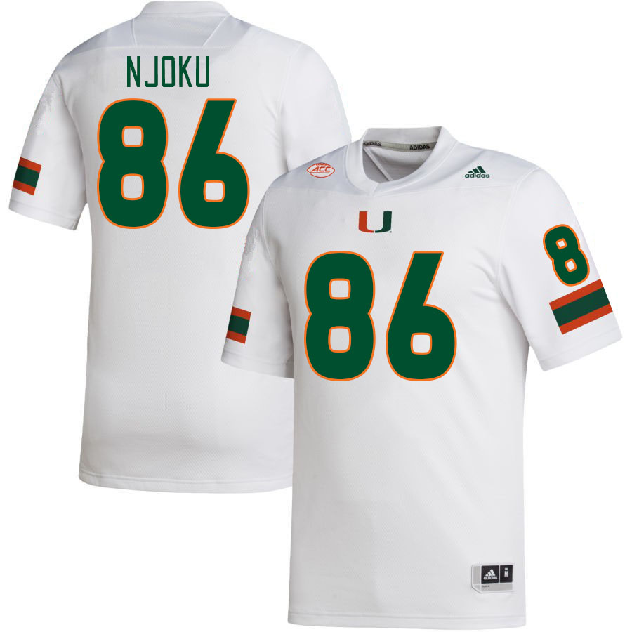 #86 David Njoku Miami Hurricanes Jerseys Football Stitched-White